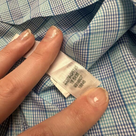 Bonobos Blue Mens 16.5 35 Tailored Slim Fit Wrinkle Free Button Up Dress Shirt - Picture 6 of 10